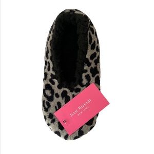 Isaac Mizrahi Gray Black Leopard Print Sherpa Lined Slippers Size M Women’s 7-8